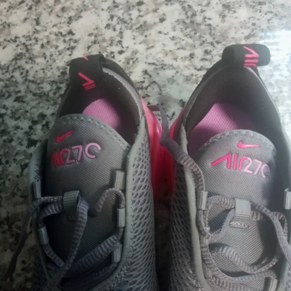 Nike Kids Air Max 270 Gray and Pink Athletic Shoes Size 12C (Like New) - Picture 2 of 6